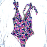 J Crew Floral Deep V Padded One Piece NWT- Size 14