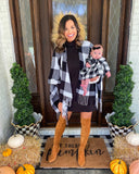 Pink Lily White/Black Plaid So Beautiful Tonight Fringe Cardigan Poncho- Size ~M (sold out online, see notes)