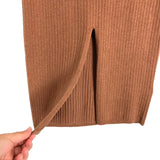 Free People Brown Ribbed Knit Center Slit Sweater Skirt NWT- Size XS