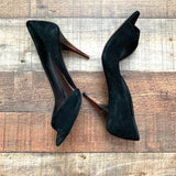 Miu Miu Black Suede Like Open Toe Metallic Pink Heels- Size 36.5 (US 6)