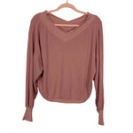 Pink Lily Blush Waffle Knit V-Neck Top- Size S