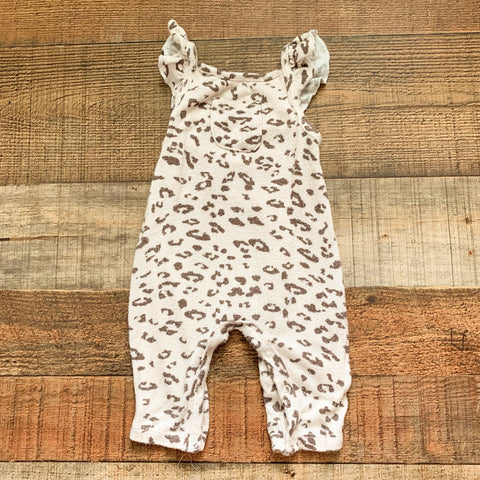 Jessica Simpson Animal Print Jumpsuit With Cream Onesie- Size 0-3M (Sold As Set)