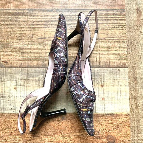 Vera Wang Multicolor Patterned Slingback Heels- Size 38.5 (See Notes)