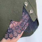 Self Portrait Olive Utility Skirt with Navy Lace Underlay- Size 4