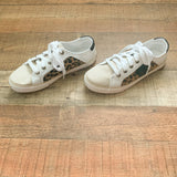 Marley Lily White/Tan/Black/Animal Print Monogramed Sneakers- Size 7 (See Notes)