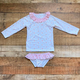 Maria Bianca White and Pink Floral Print Two Piece Suit- Size 3 (see notes)