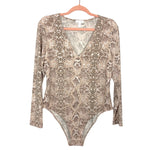 Leith Brown/Tan Snakeskin V-Neck Bodysuit- Size XL