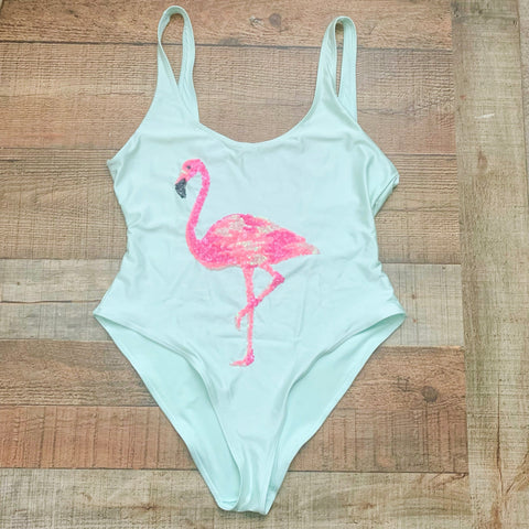 No Brand Flamingo Sequin One Piece- Size ~XL (see notes)