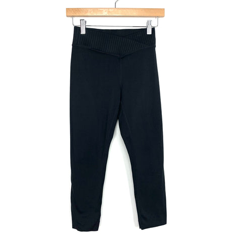 Zella Black Ribbed Waistband Capri Leggings- Size XS (Inseam 20” see notes)