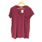 Lush Solid Maroon V Neck Tee NWT- Size S