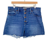 Madewell High Rise Button Fly Raw Hem Jean Shorts- Size 32