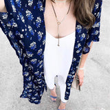 David & Young Navy Floral Kimono- One Size Fits All