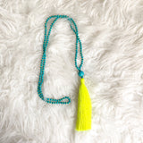 Boutique Turquoise and Neon Tassel Necklace