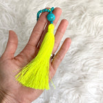 Boutique Turquoise and Neon Tassel Necklace