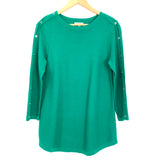 Joseph A Green Knit Sweater with Faux Button Sleeves- Size S
