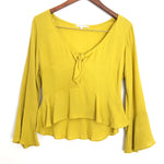 Willow & Clay Lime Green Front Knot Ruffle Top- Size XS