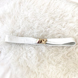 No Brand White Leather Band Gold Clasp Belt- Size ~S