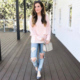 Who What Wear Blush Pink Ruffle Long Sleeve Blouse- Size XS