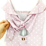 No Brand Polka Dot Button Up Front Tie Dress- Size ~XS (see notes)