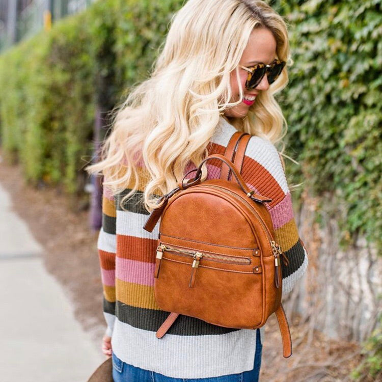 Sole Society Brown Faux Leather Backpack – The Saved Collection