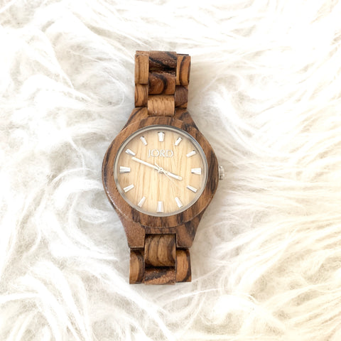 JORD Wooden Fieldcrest Watch with Tan Interface 40mm 3-hand quartz minimalist