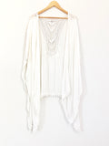 No Brand White Crochet Pom Pom Cover Up- One Size