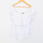 Show Me Your Mumu White Off The Shoulder Polyester Blouse- Size S
