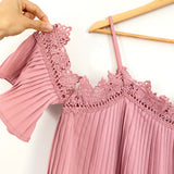 Boohoo Mauve Crochet Pleated Top- Size 4