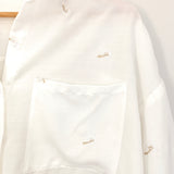 Lush Button Up Blowball Dandelion Pocket 3/4 Sleeve Front Tie Top- Size XS