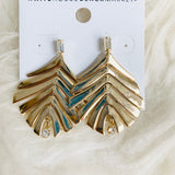 White House Black Market Gold Leaf Earrings with Rhinestone Details NWT