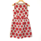 Muse Red Floral Embroidered with Sheer Overlay Dress- Size 4