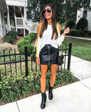 Express Cold Shoulder White Mustard Trim- Size XS