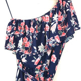 Devlin Navy Floral One Shoulder Dress- Size S