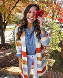 Debut Orange & Mustard Striped Cardigan Front Pockets- Size S/M