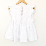Goodnight Macaroon White Ruffle Sleeve Tie Back Top- Size S