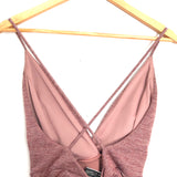 Blue Blush Pink Shimmer Deep V Ruffle Front Dress- Size S