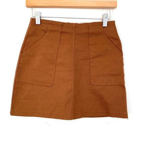 Goodnight Macaroon Brown Pocket Skirt- Size XS