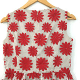 Muse Red Floral Embroidered with Sheer Overlay Dress- Size 4