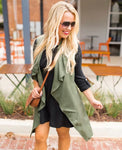 Cupcakes and Cashmere Olive Waterfall Vest with Drawstring Waist- Size S