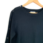 Joseph A Black Sweater with Faux Gold Buttons- Size S