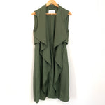 Cupcakes and Cashmere Olive Waterfall Vest with Drawstring Waist- Size S