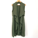 Cupcakes and Cashmere Olive Waterfall Vest with Drawstring Waist- Size S