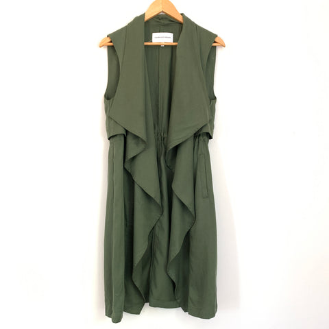 Cupcakes and Cashmere Olive Waterfall Vest with Drawstring Waist- Size S