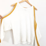 Express Cold Shoulder White Mustard Trim- Size XS