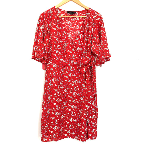Sanctuary Red Floral Faux Wrap Dress NWT- Size S