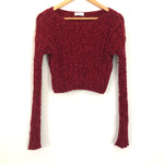 Vestique Maroon Chenille Boat Neck Crop Sweater- Size S