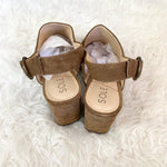 Sole Society Suede Slingback Peep Toe with Block Heel- Size 8