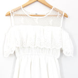 Goodnight Macaroon Lace and Eyelet Tank Dress with Chest Ruffle- Size ~S