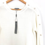 Joseph A Ivory Sweater with Faux Gold Buttons NWT- Size S
