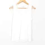 Love & Piece White Lace V Neck Top- Size S